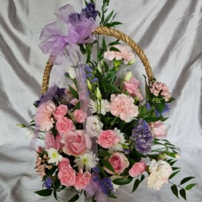 Baskets - Fresh flower basket, displayed in oaisis so just add water daily, perfect gift.