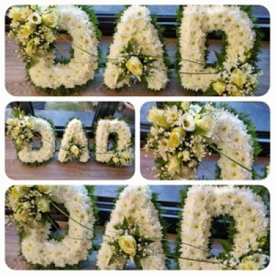 Letter tributes - Letter tributes are available in various forms ie, mum, nanna friend etc. Choice of colours . Priced per letter £50.