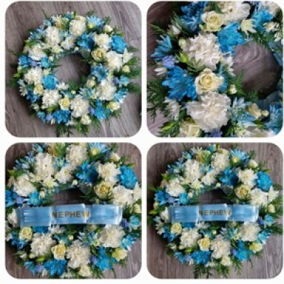 Funeral tribute  - Fresh flower ring tribute can be made in any colour, mixed flowers.