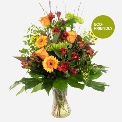 Over the Horizon - The perfect no fuss gift of beautiful rich blooms arranged in a glass vase.
